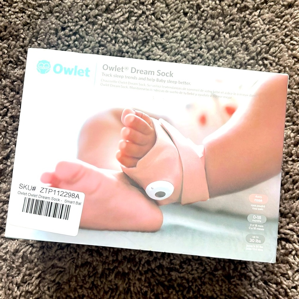 Owlet Dream Sock - dusty rose - 0-18mo size (up to 30lbs)